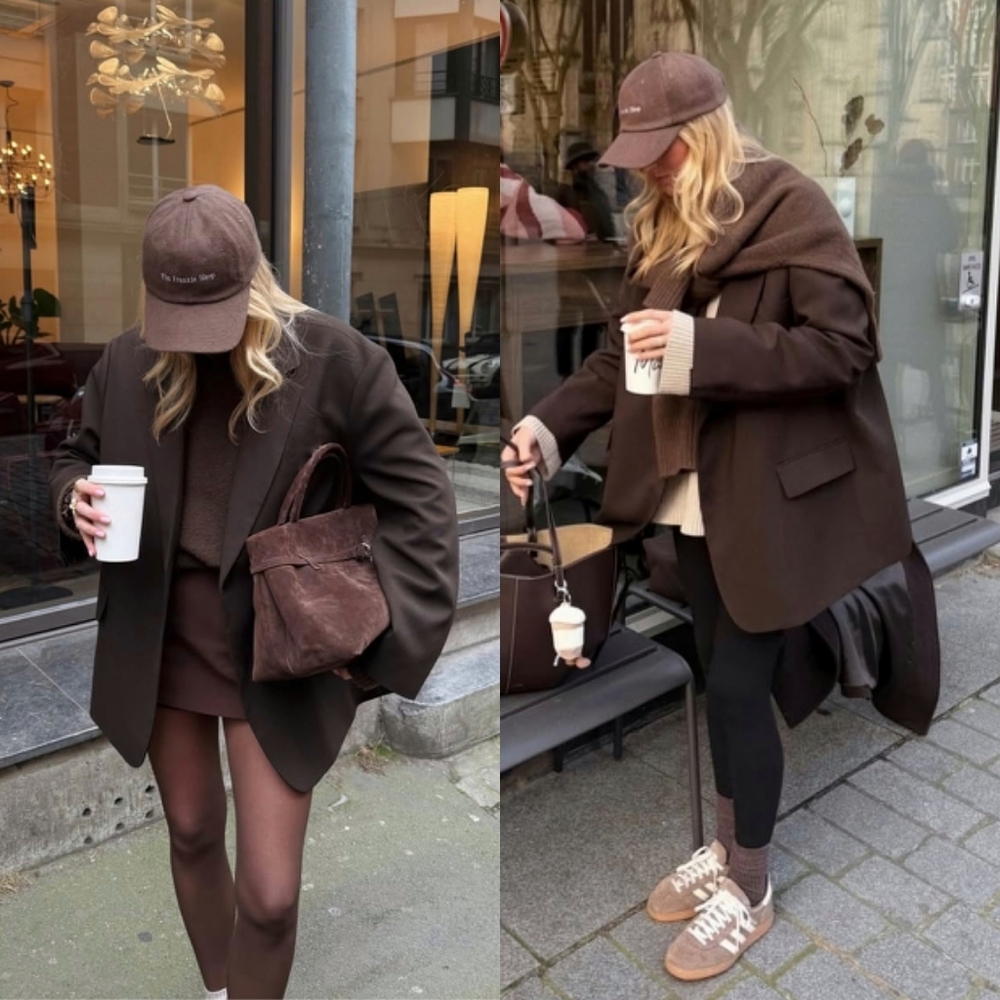 Zara Oversized Double Breasted Blazer Brown Size XS
